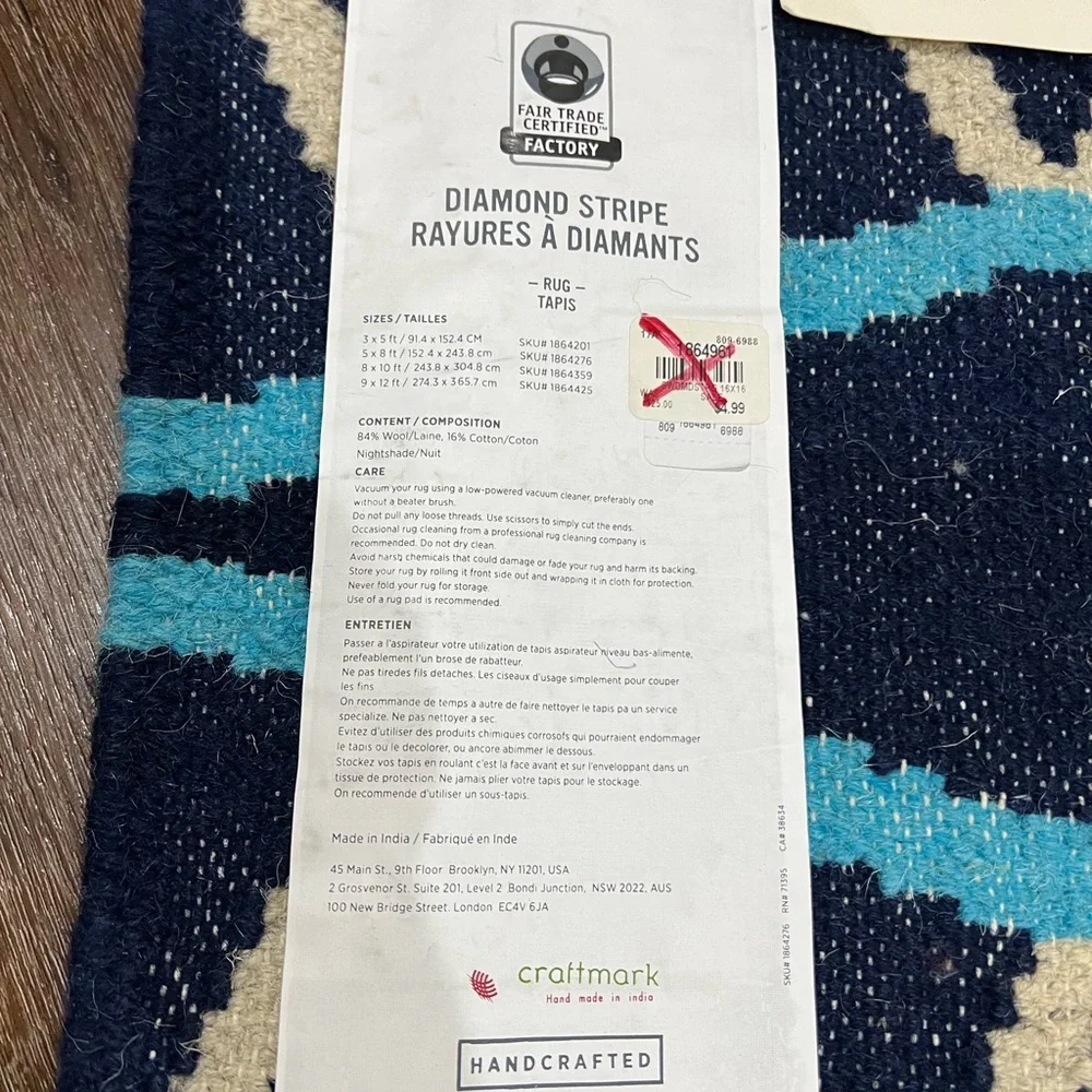 NWT west elm Geometric Fringe mat 2 total
